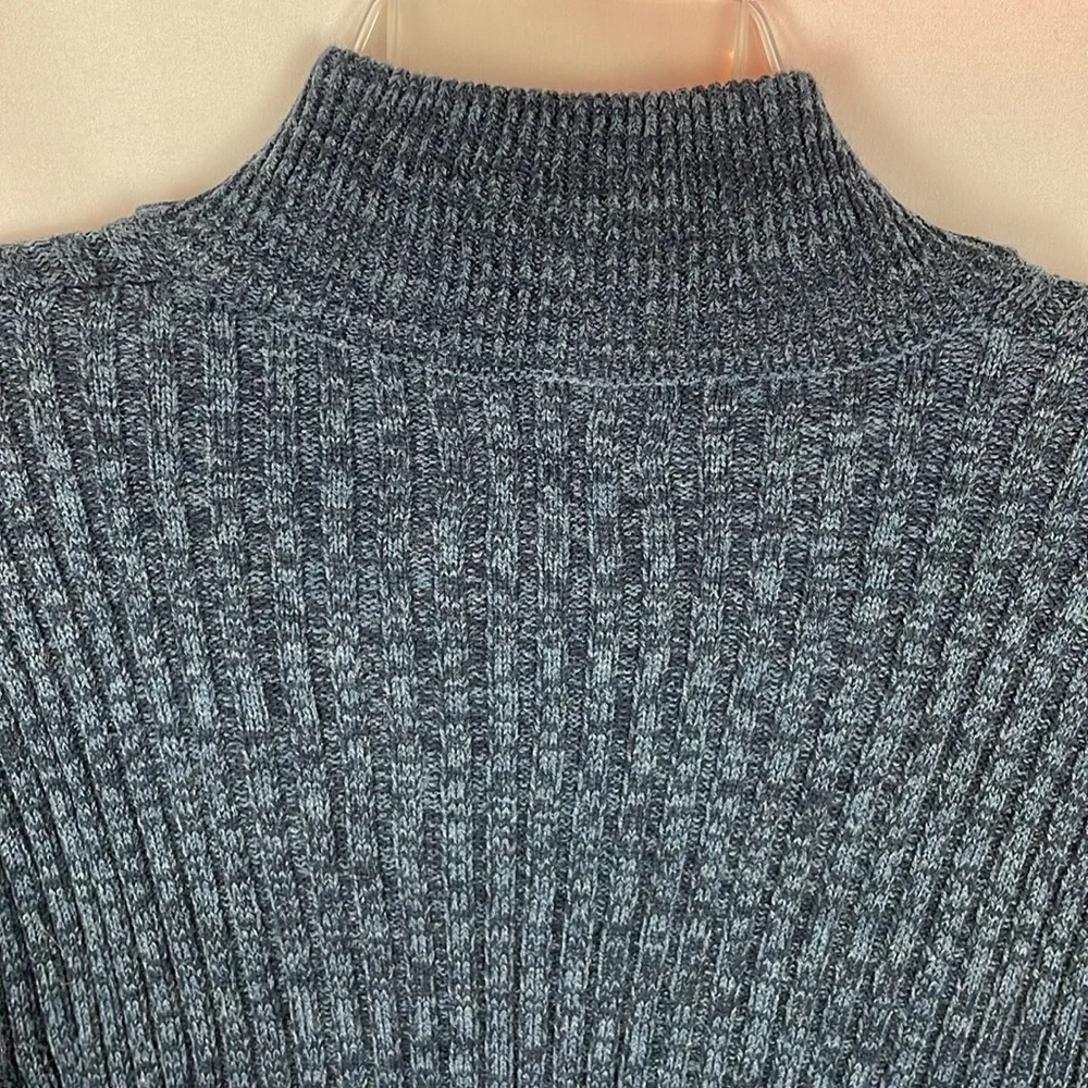 Northwest Territory Marled Blue Front Zip Long Sleeve Ribbed Sweater - Size XL